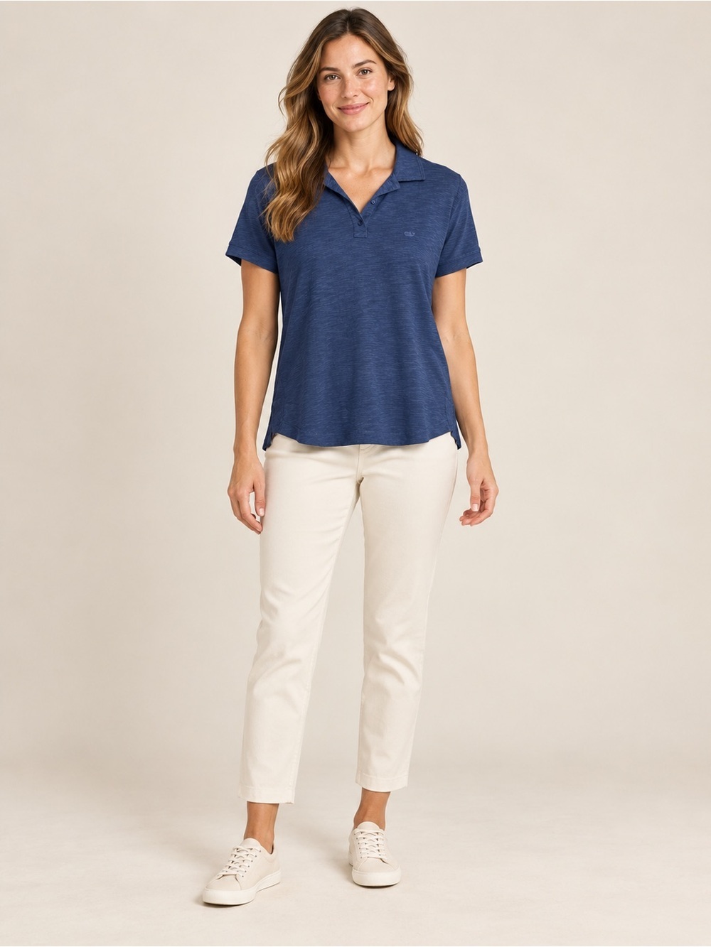Vineyard Vines Women Navy Pima Cotton Modal Polo Shirt Size Small